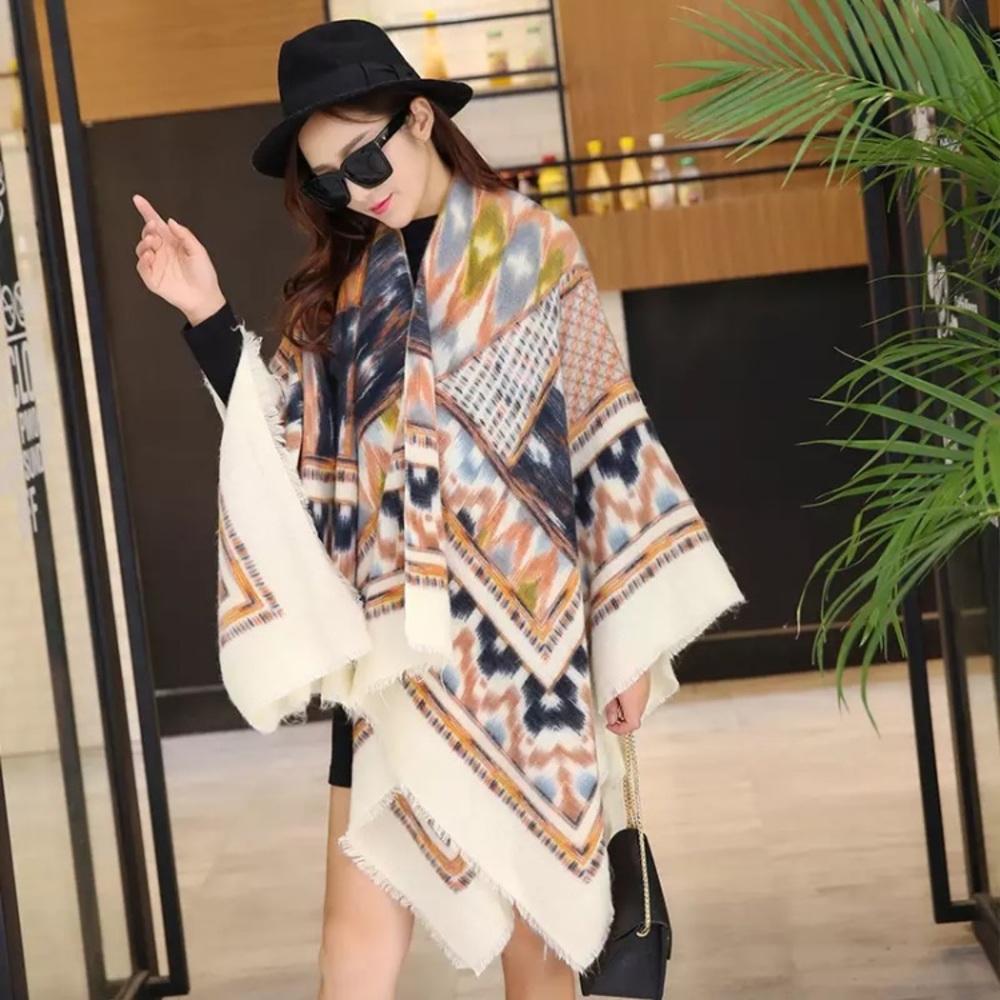 New!! Geometric Print Southwestern Blanket Scarf - Picture 2 of 6